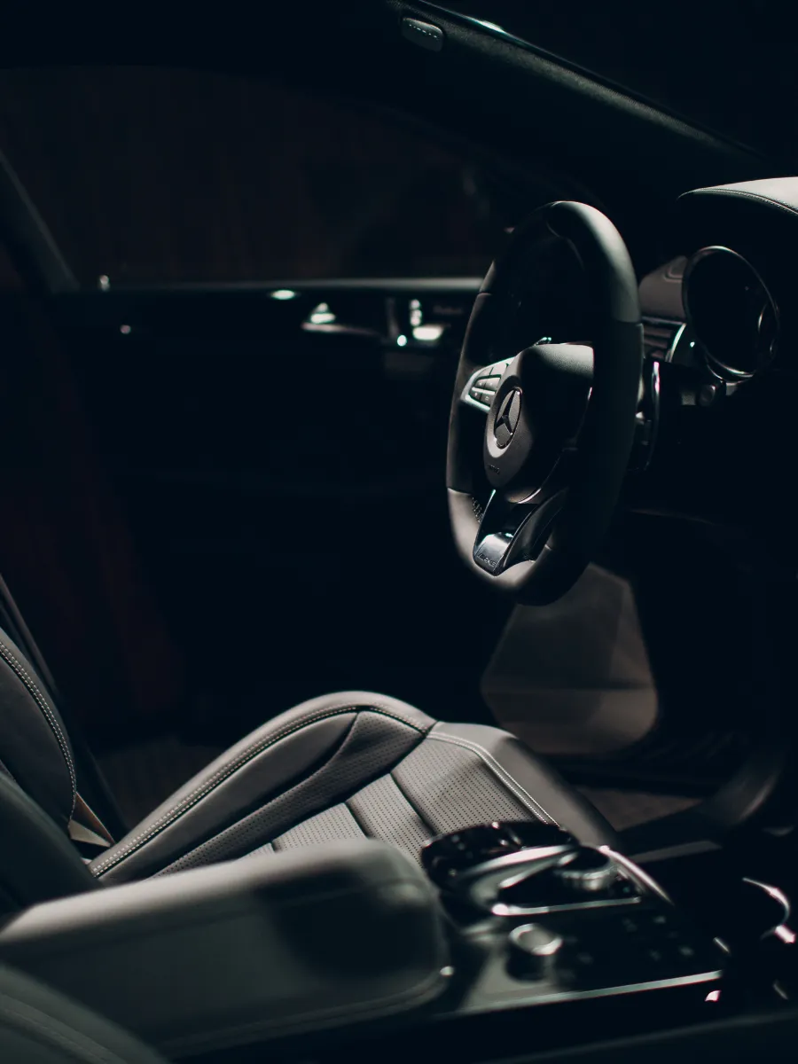 Car interior with leather seats